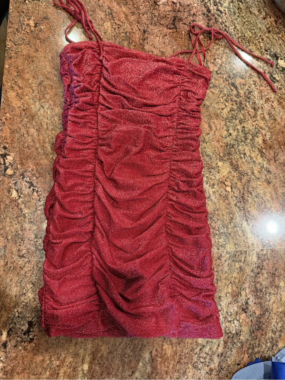 Jump Red Ruched Sparkle Mini Dress